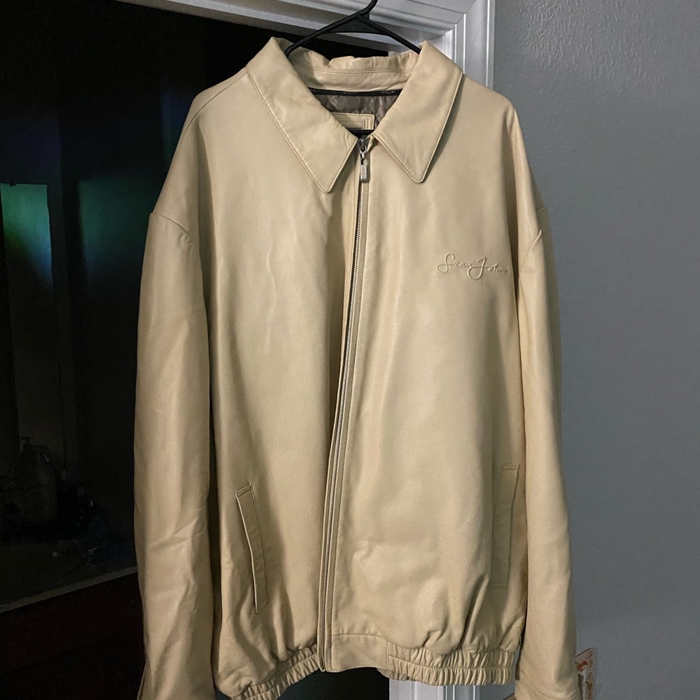 Sean John Cream Leather Jacket